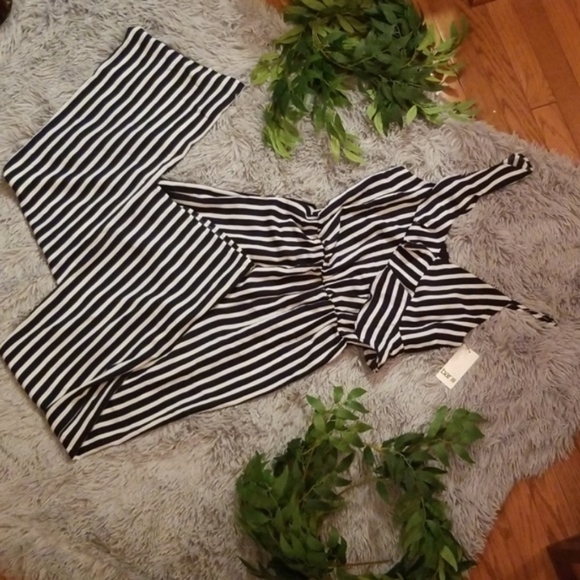 Bar III Striped Jumpsuit Blue Polish Navy M - Picture 3 of 7